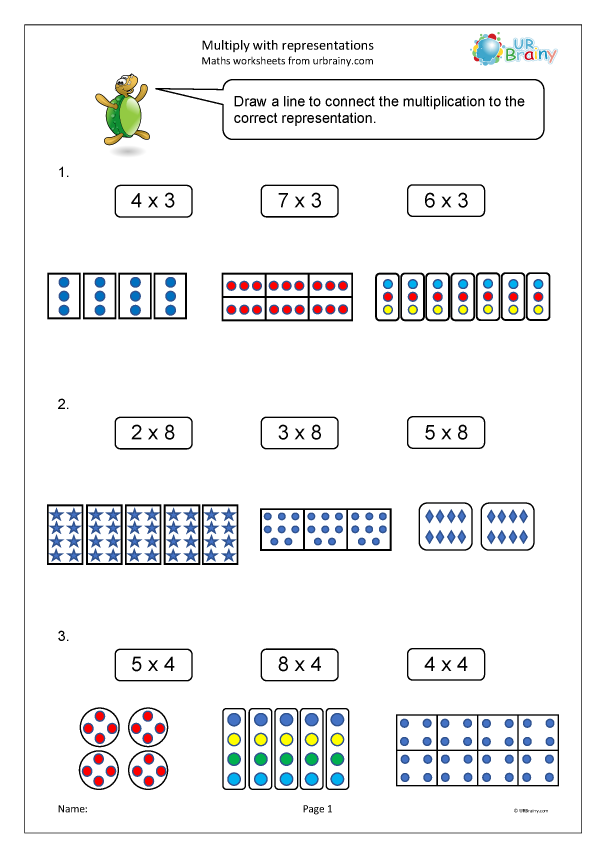 Multiply with representations - Multiplication Maths Worksheets ...