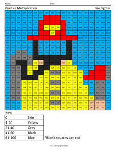 multiplications color sheets 4th graders