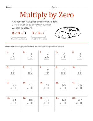 Multiply by Zero | Interactive Worksheet 
