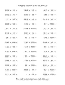 multiply by 10 100 and 1000 worksheet