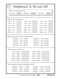 Multiplying by 10, 100, and 1,000 | 5th grade Math Worksheet ...