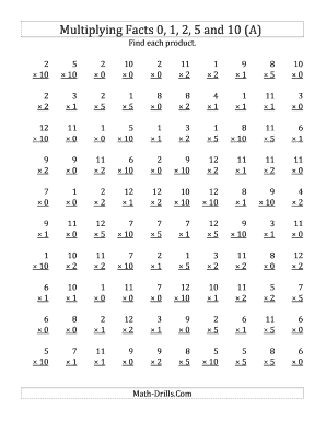 Multiplication Facts 0 12 Printable PDF | airSlate SignNow