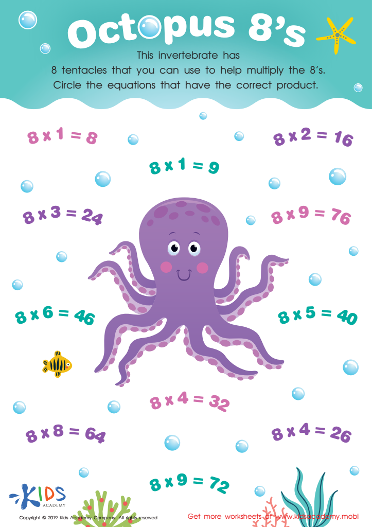 Octopus 8s Worksheet for kids
