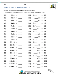multiply decimals by whole numbers worksheet