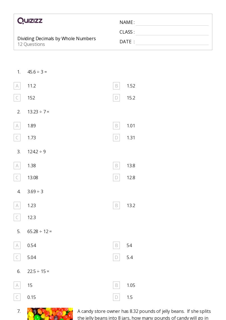 multiply decimals by whole numbers worksheet