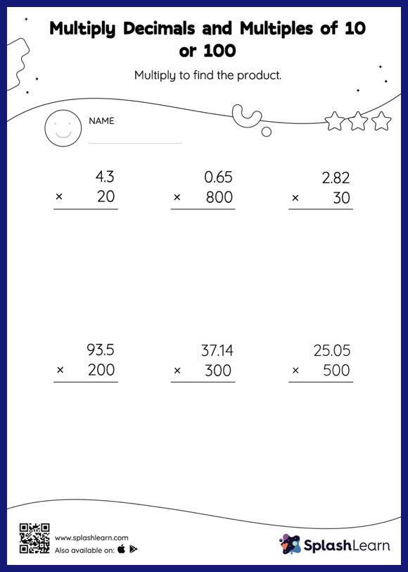 Multiply Decimals and Multiples of 10 or 100: Vertical ...