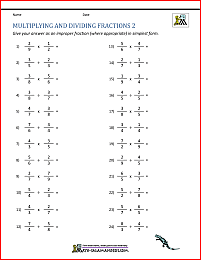 Dividing Fractions Worksheet