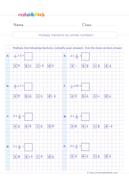 multiply fraction by whole number worksheet