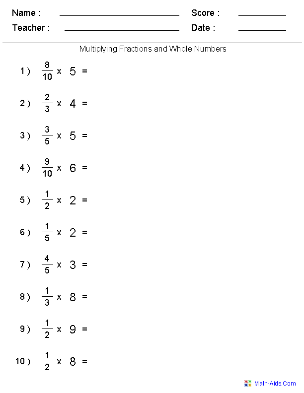 multiply fraction worksheet