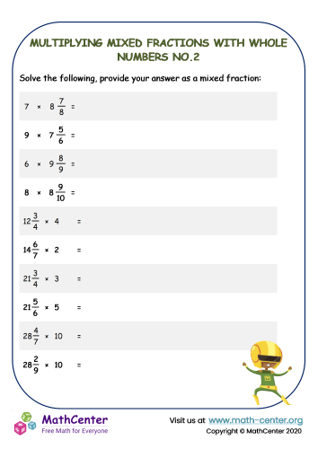 multiply fractions by whole numbers worksheet