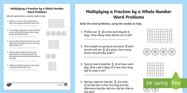 Multiplying Fractions by Whole Numbers: Word Problems with Models ...