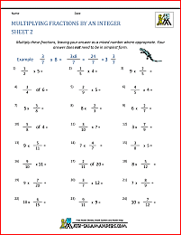 Multiplying Fractions Worksheet