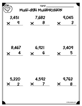 Double digit multiplication worksheet rectangular array | TPT ...