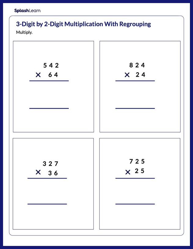 Multiply Multi-Digit Numbers With Regrouping - Math Worksheets ...