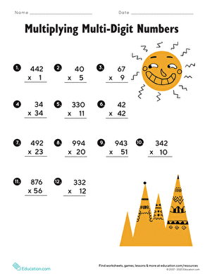 Multiplying Multi-Digit Numbers | Interactive Worksheet ...