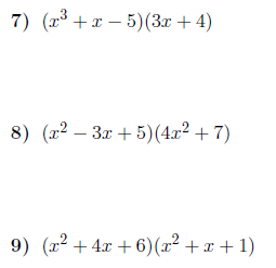 Multiplying polynomials worksheet (with solutions)