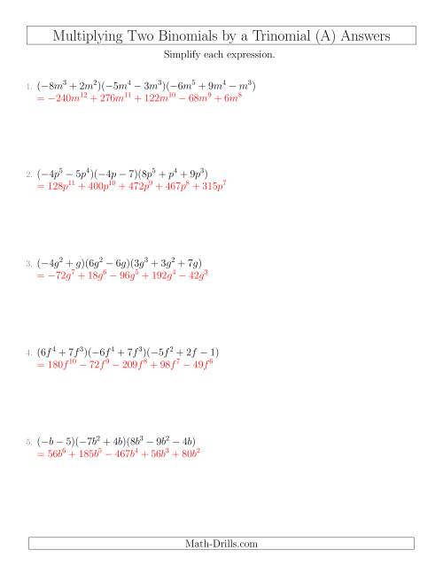 Multiplying Two Binomials by a Trinomial (A)