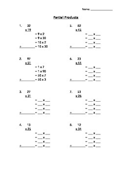 Multiplication Partial Products Worksheet by Kristy Simonson worksheets library