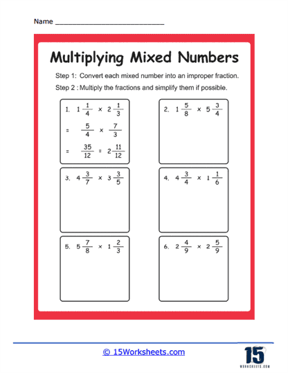 Multiplying Mixed Numbers Worksheets - 15 Worksheets Library