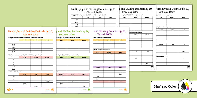 multiplying and dividing decimals by powers of 10 worksheet