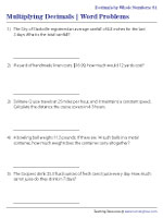 multiplying and dividing decimals word problems worksheet
