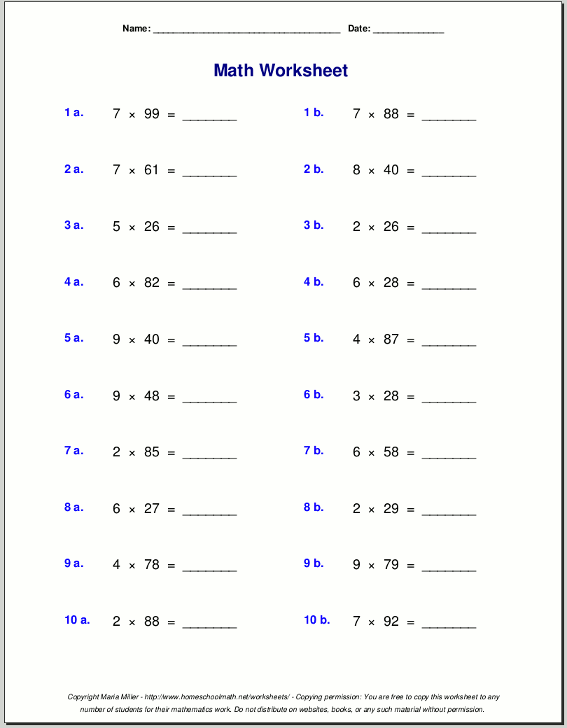 Grade 5 multiplication worksheets