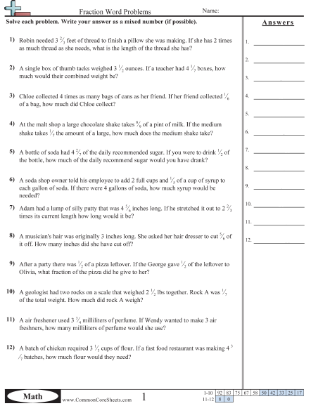 multiplying and dividing fractions word problems worksheet pdf