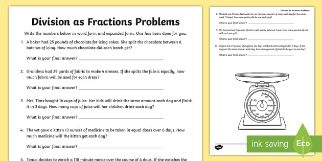 multiplying and dividing fractions word problems worksheet pdf