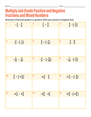 multiplying and dividing mixed fractions worksheet