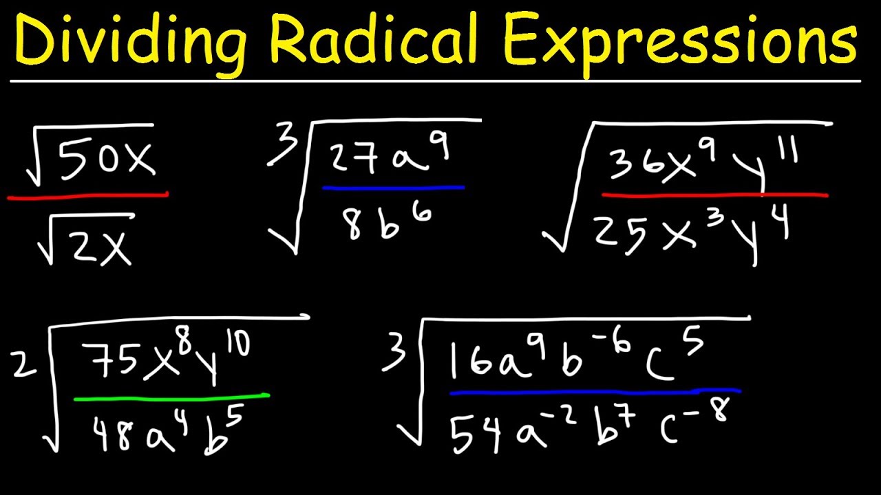 multiplying and dividing radical expressions worksheet