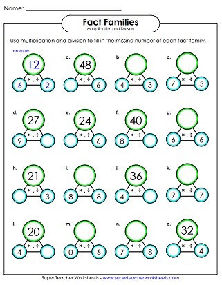 Fact Family Worksheets (Multiplication &  Division)