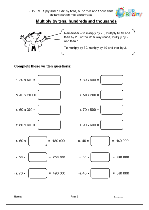 multiplying and division worksheet