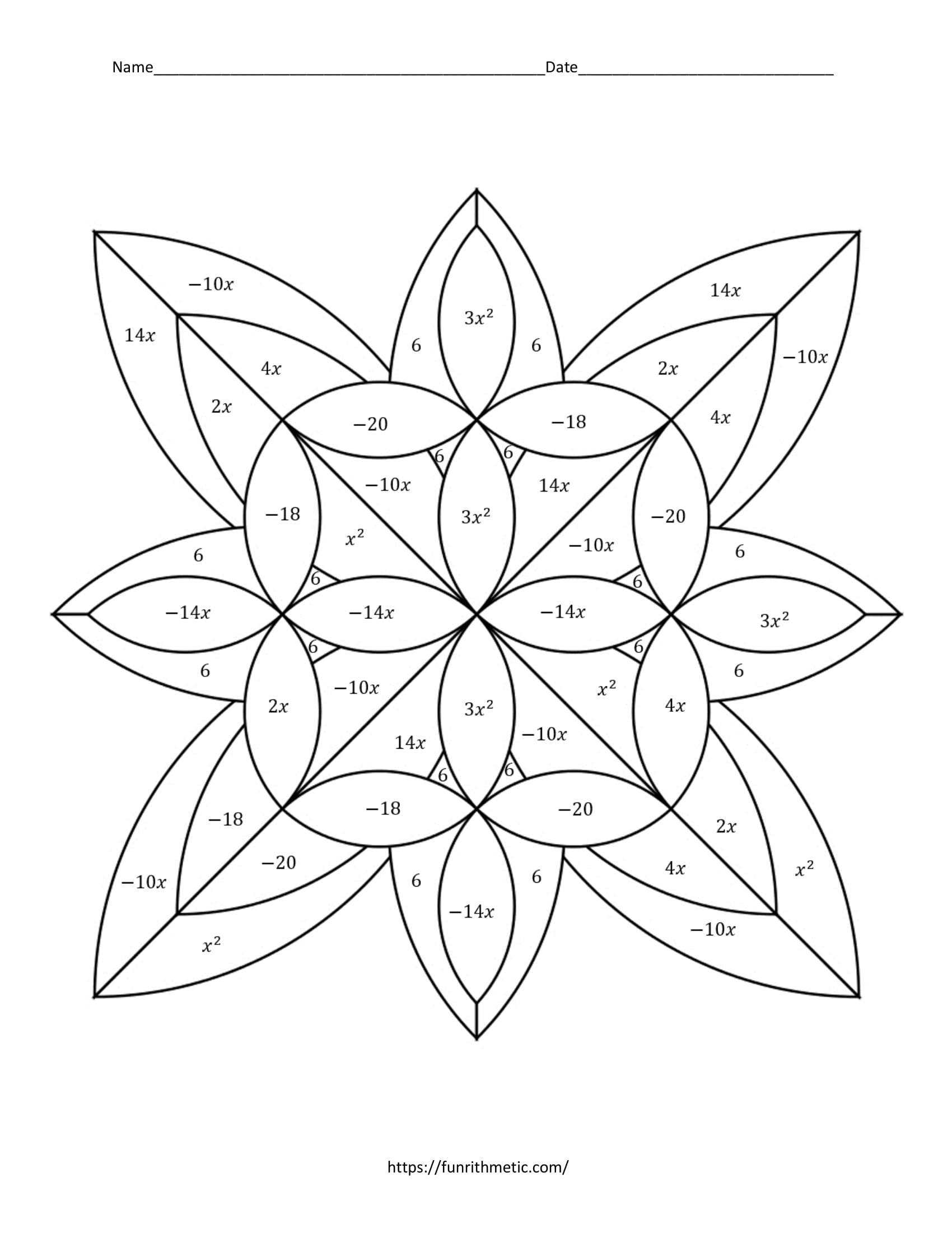 Multiplying Binomials Color by Number