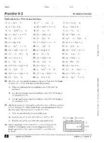 Multiplying Binomials Worksheet for 9th - 11th Grade | Lesson Planet