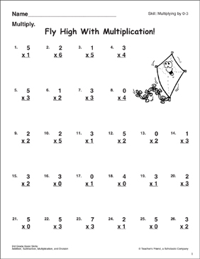 Flying High With Multiplication (Multiplying By 0-3) | Printable ...