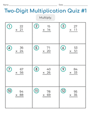 Two-Digit Multiplication Quiz #1 | Interactive Worksheet ...