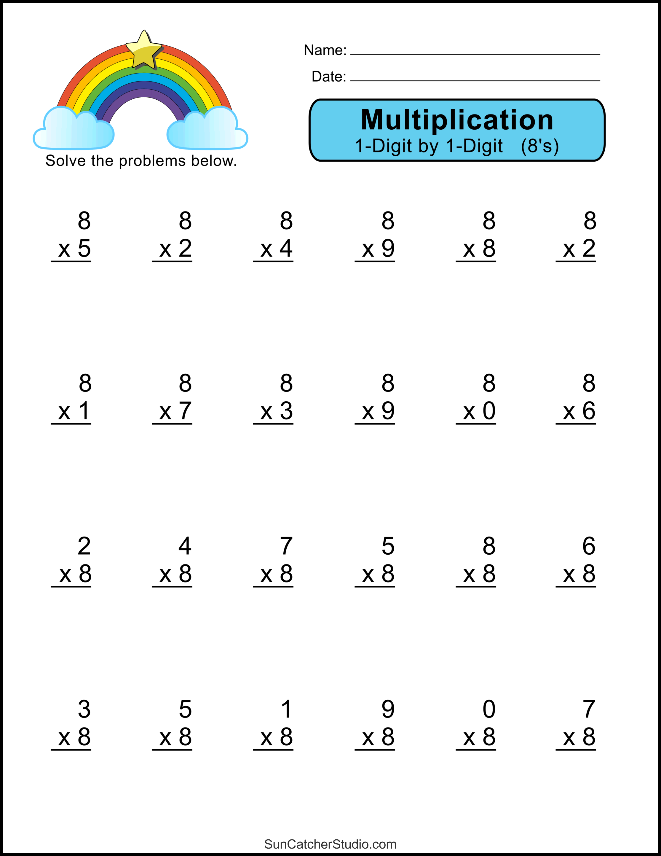 Multiplication Worksheets (OneDigit Math Drills) DIY Projects Worksheets Library