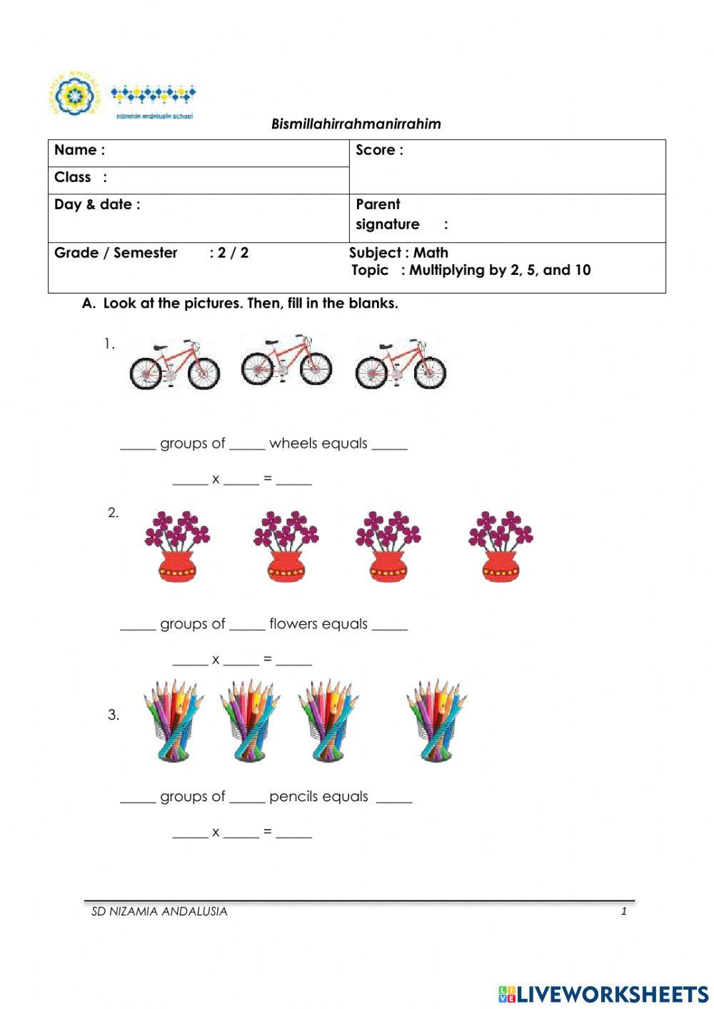 Multiplying in 2 5 and 10 worksheet Live Worksheets Worksheets Library