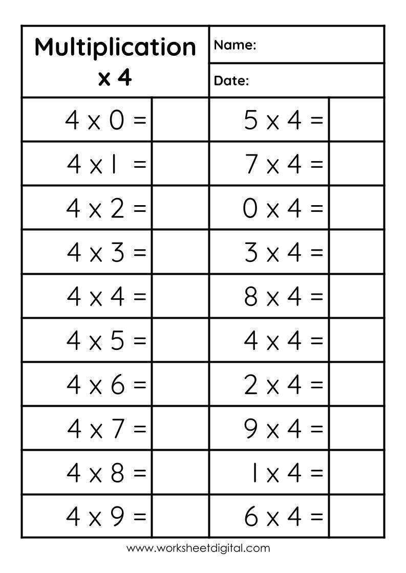 Multiplication 4 - Worksheet Digital