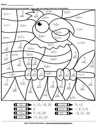 multiplying by 6 worksheet