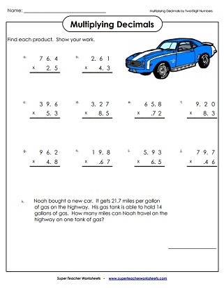 Multiplying Decimals Worksheets | 99Worksheets - Worksheets Library