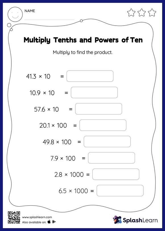 multiplying decimals by powers of 10 worksheet