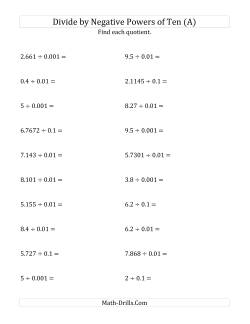 multiplying decimals by powers of 10 worksheet