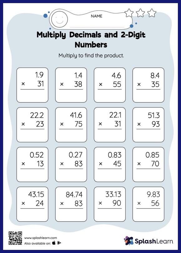 Multiply Decimals and 2-Digit Numbers: Vertical Multiplication ...