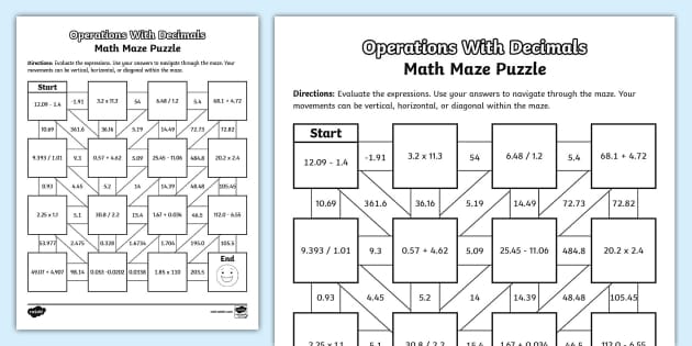 Decimal Operations Puzzle | 6th Grade Resource | Twinkl USA
