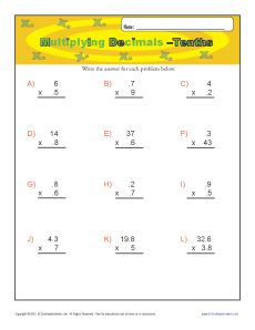 multiplying decimals worksheet 6th grade