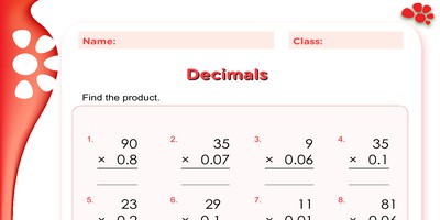 multiplying decimals worksheet 6th grade