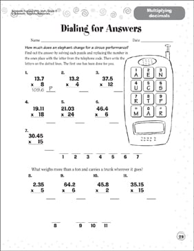multiplying decimals worksheet with puzzle