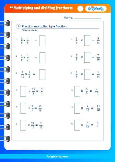 Multiplying/Dividing Fractions and Mixed Numbers Worksheet for 4th