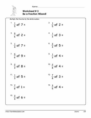 Multiply Fractions by Whole Numbers-3 Worksheets